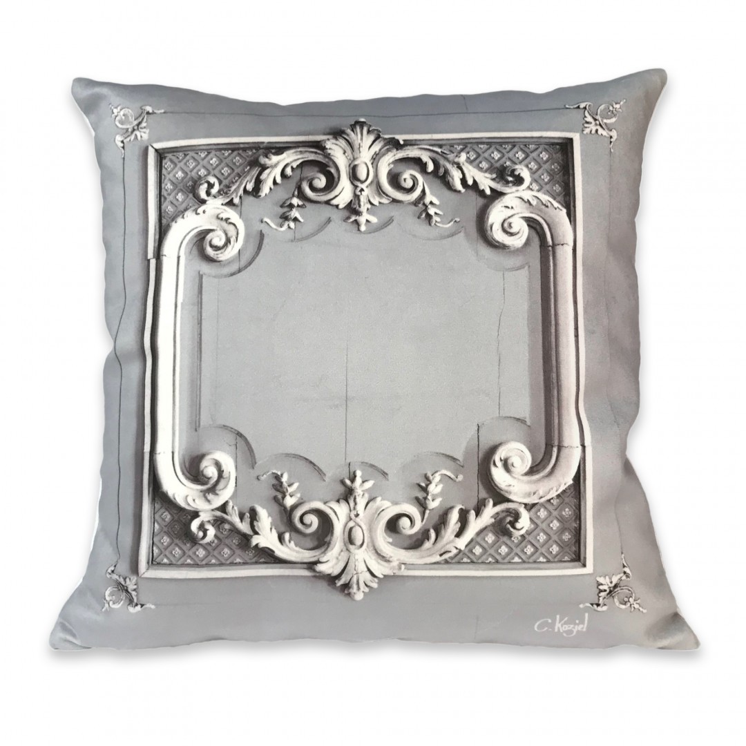 Coussin Boiserie Haussmann Pastel Gris Perle