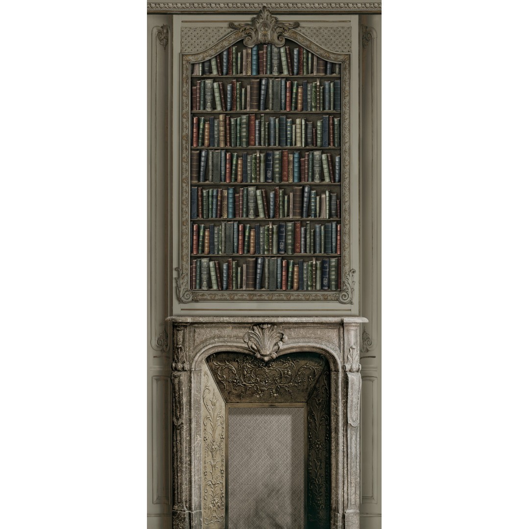 Décor boiserie Haussmannienne bronze cheminée avec bibliothèque 133cm