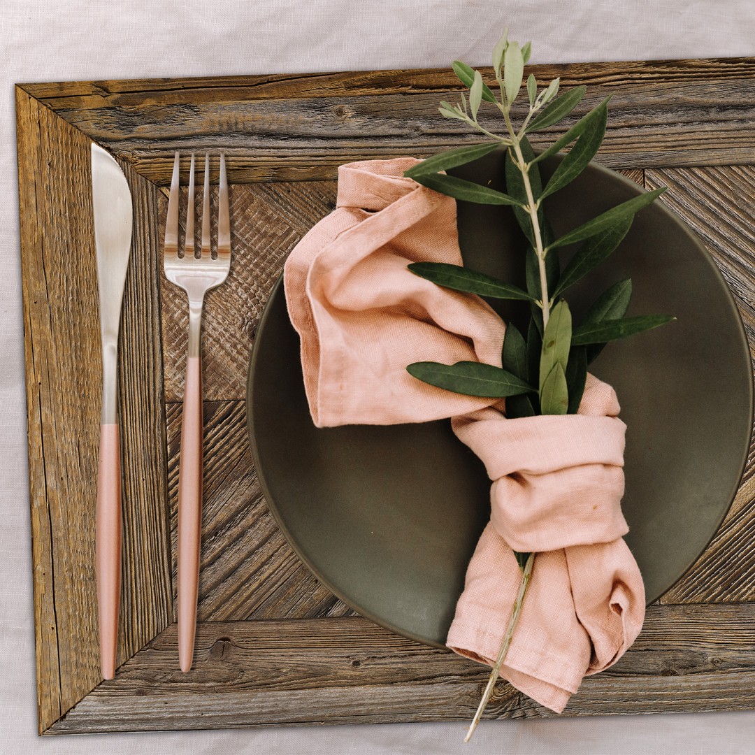 Antique wooden checkerboard vinyl placemat