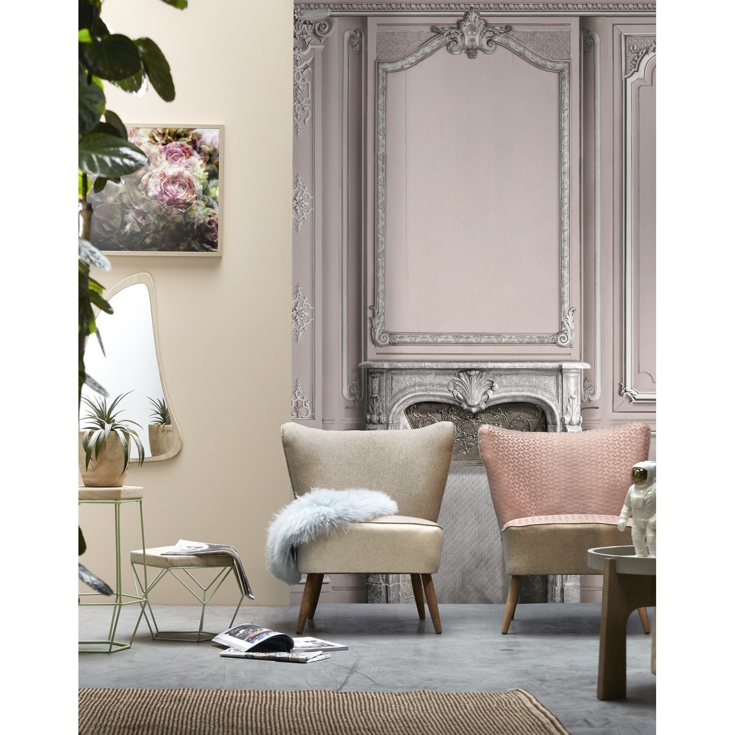 Grand Coussin Velvet - Rose poudré - 60 x 40 cm - Pastel Living