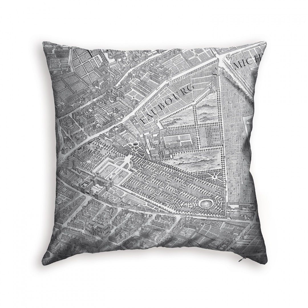 Turgot map of Paris cushion cover - Luxembourg gardens