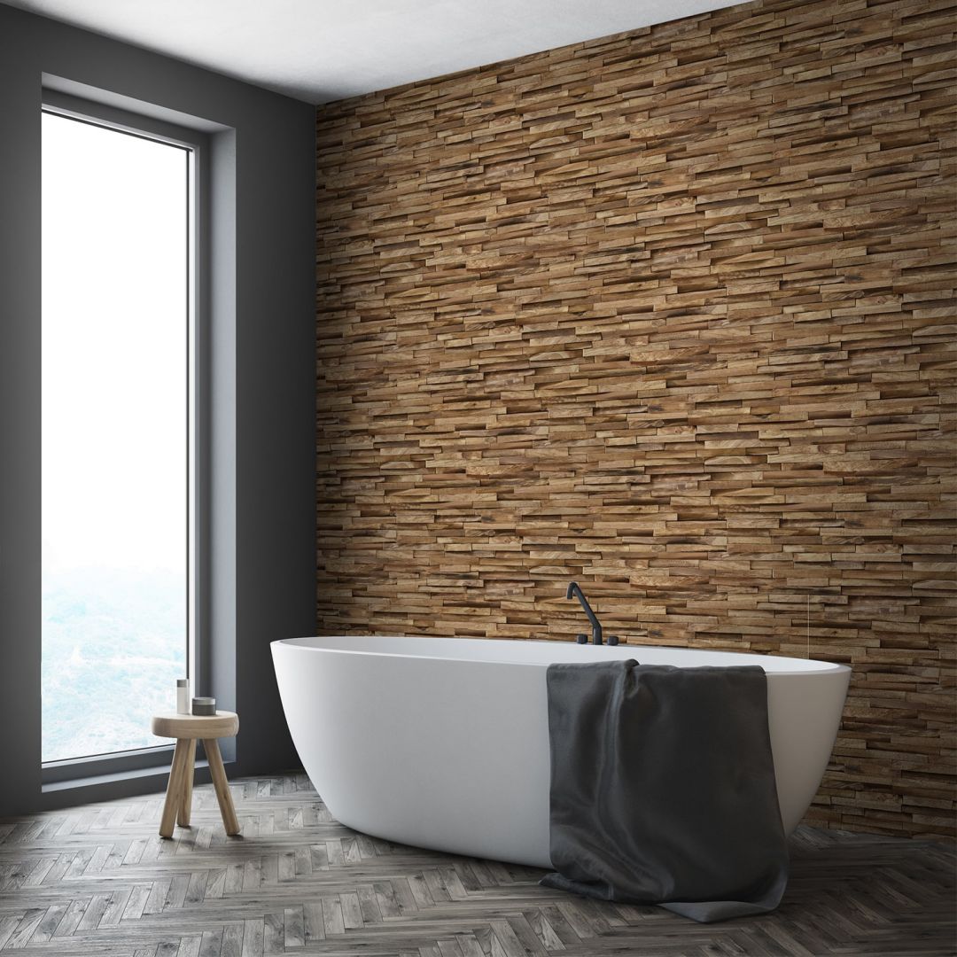 Exotic wood cladding wallpaper