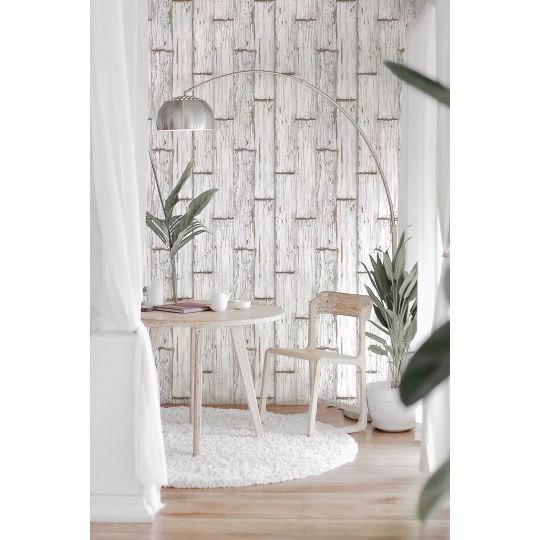 White scrapwood wallpaper