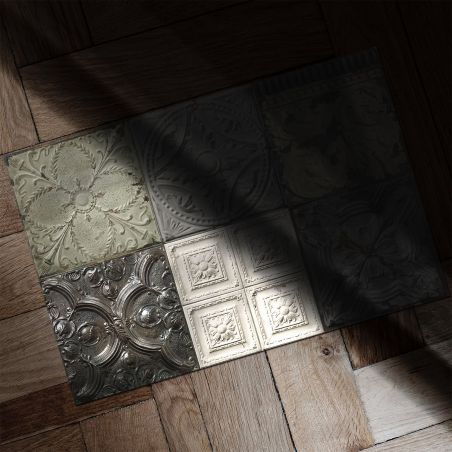 Patchwork antic tin tiles vinyl rug Mix Victoria