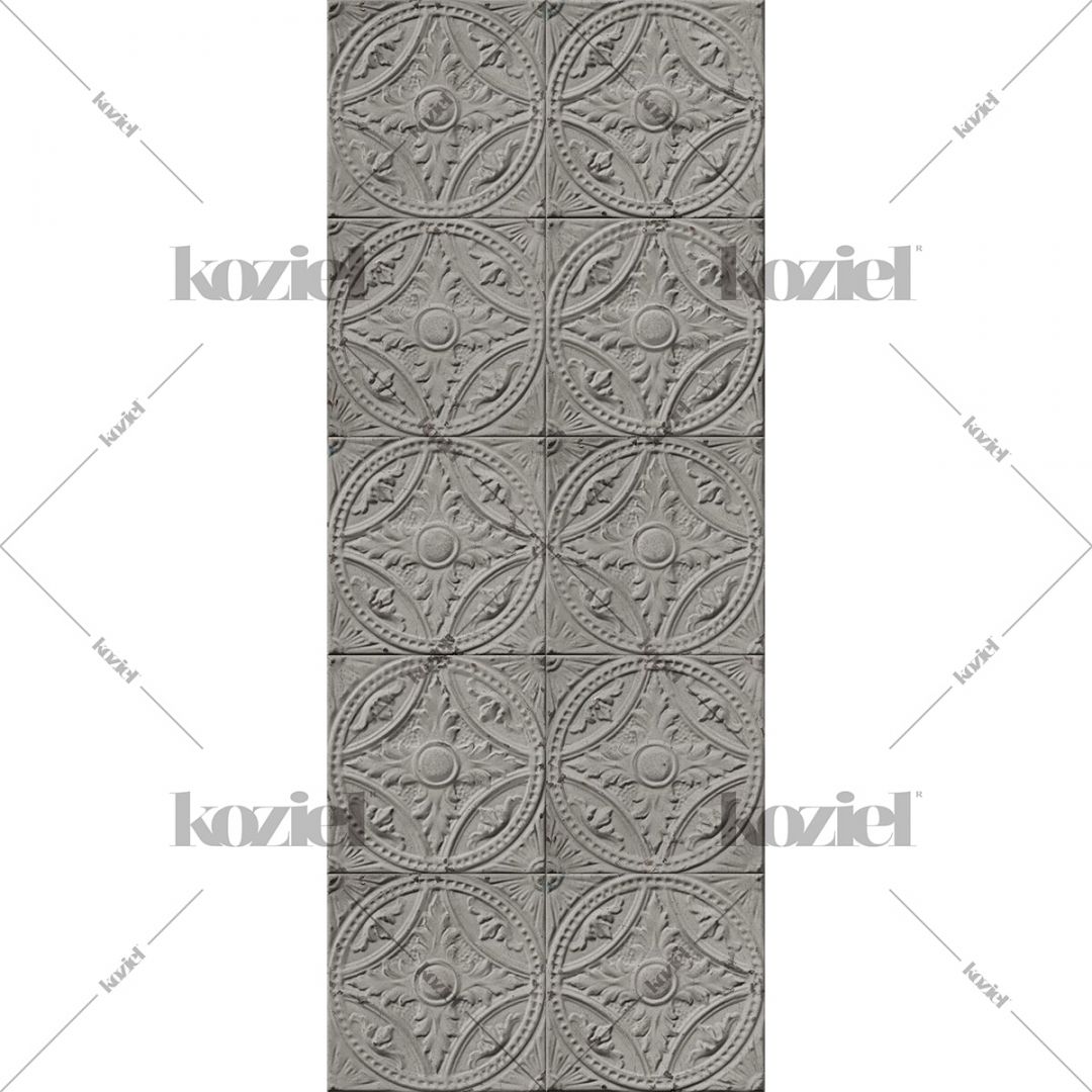 Mid grey antic tin tiles vinyl rug Matilda - runner size