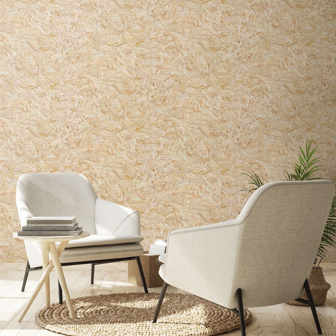 Oriented strand board wallpaper