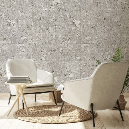 Light grey cork squares wallpaper