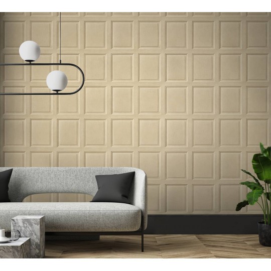 Beige English panelling wallpaper