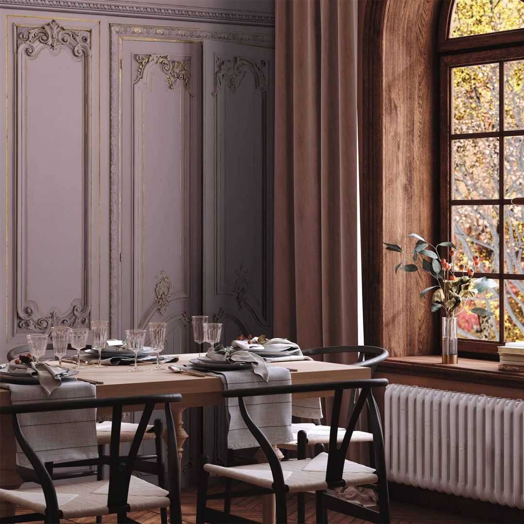 Set of Haussmann wood panels - Mauve