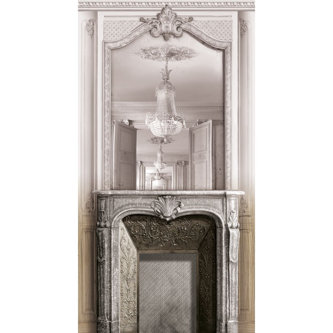 Tie & dye fireplace and mirror with Haussmann panelling decor 138cm