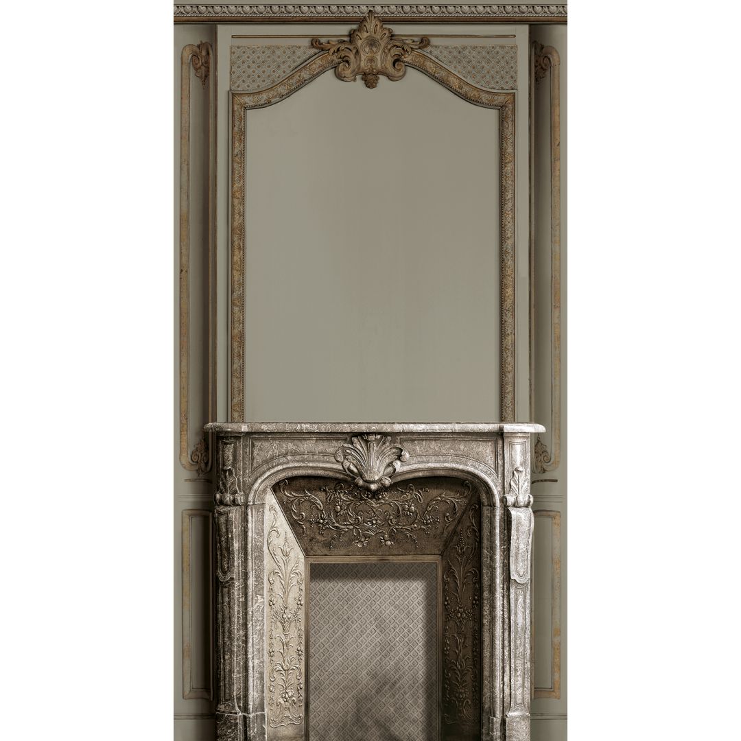 Décor boiserie Haussmannienne grise cheminée 133cm