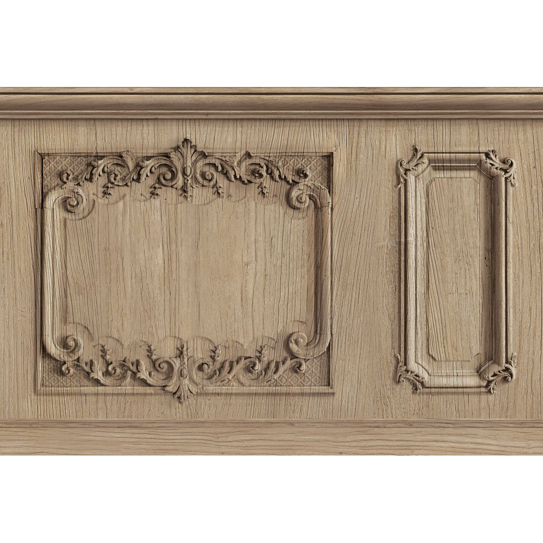 Décor soubassement boiserie Haussmannienne bois brut