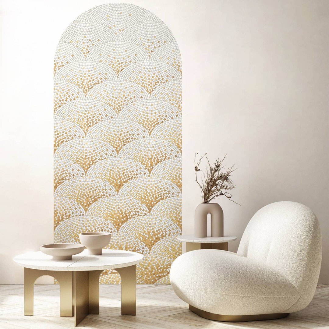 Golden mosaic art deco ANTHEA arch wallpaper