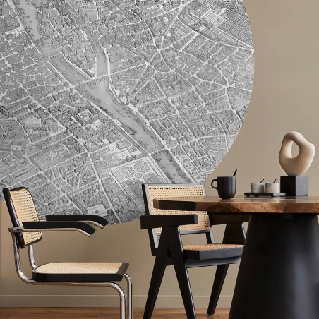 Turgot's maps of Paris round wallpaper - Ø 130 cm