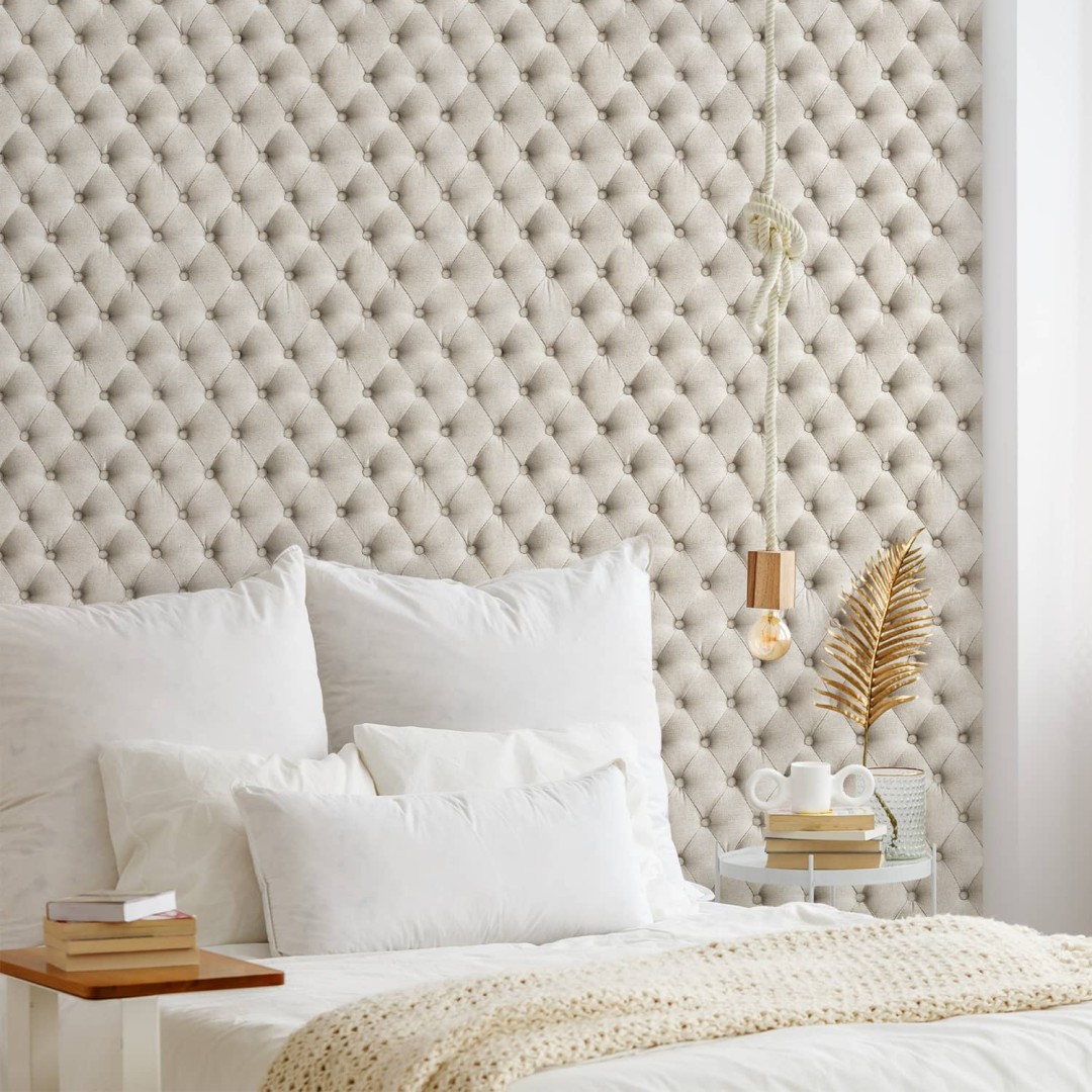 Twine linen tufted fabric wallpaper