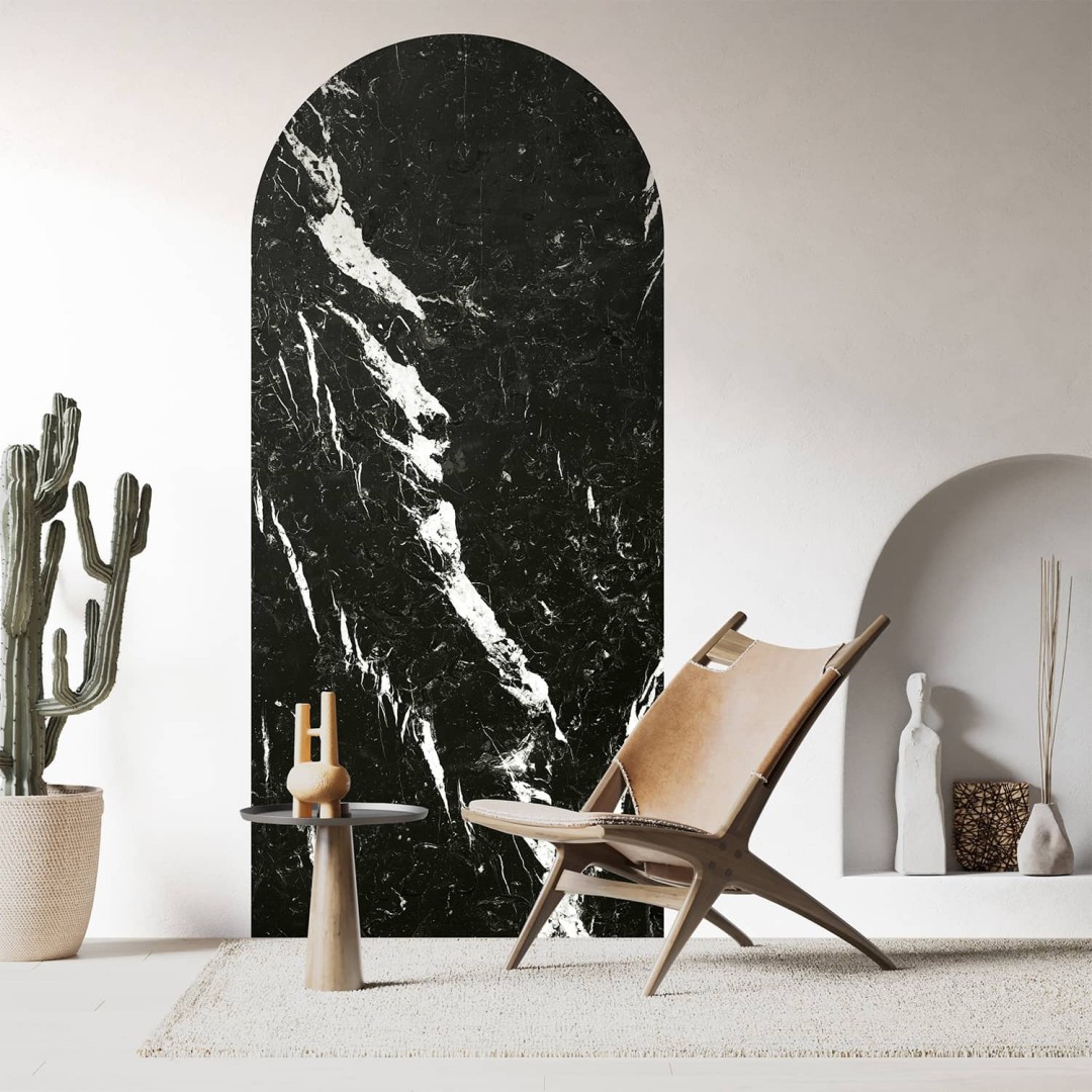 Nero marquina marble arch wallpaper