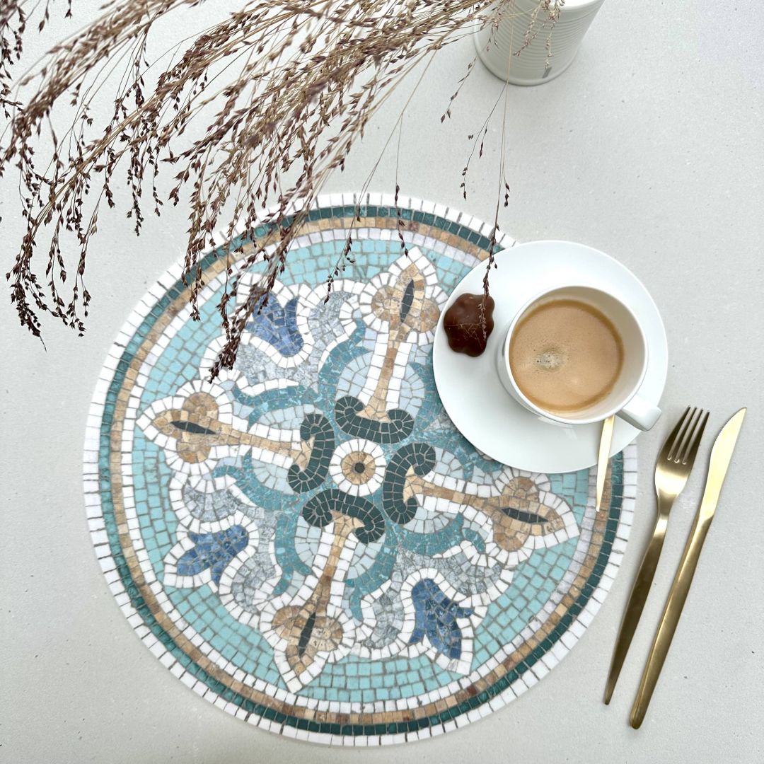 Round mosaic vinyl placemat Alma