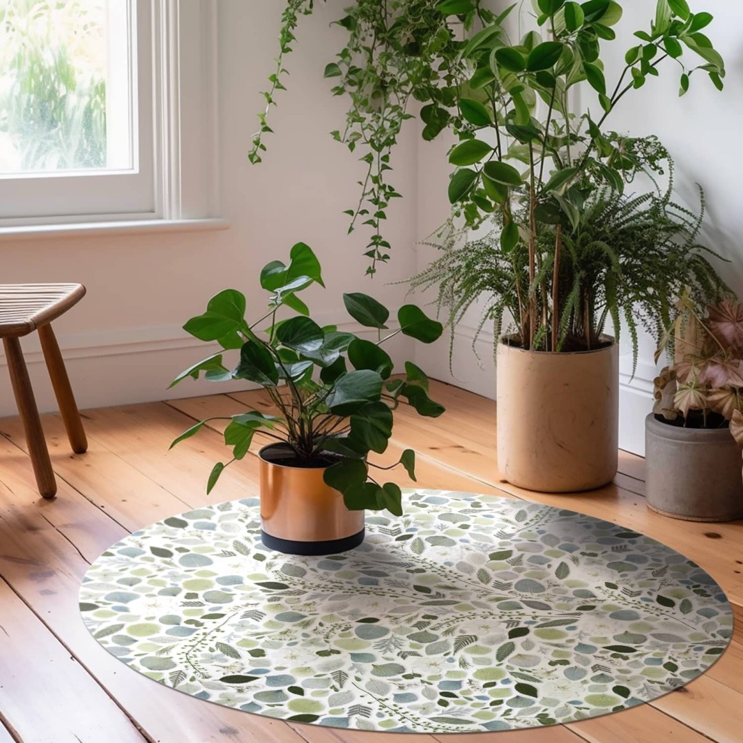 Tapis vinyle rond herbier...