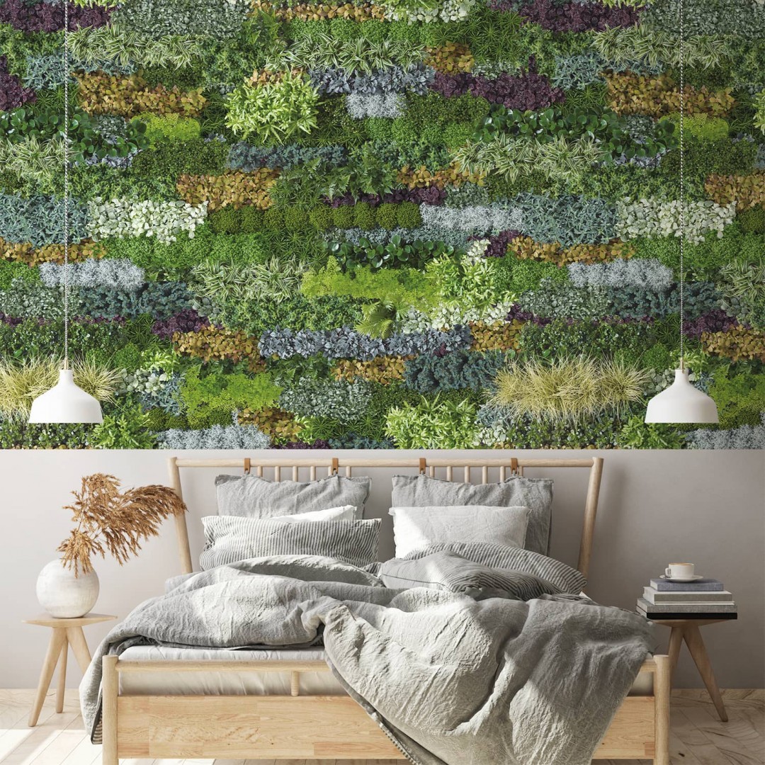 Graphic green wall panoramic wall mural