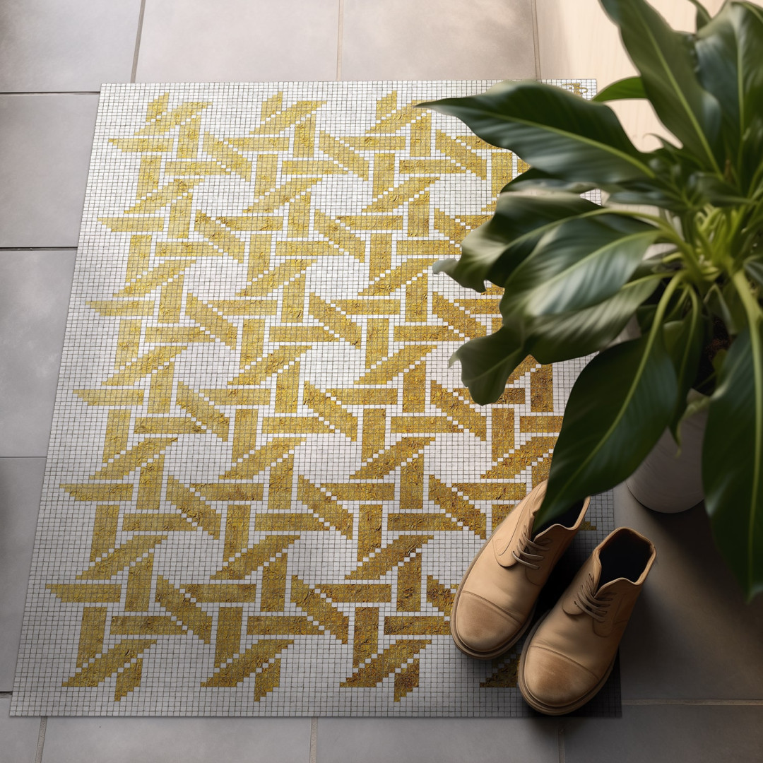 Gold Cannage mosaic vinyl rug