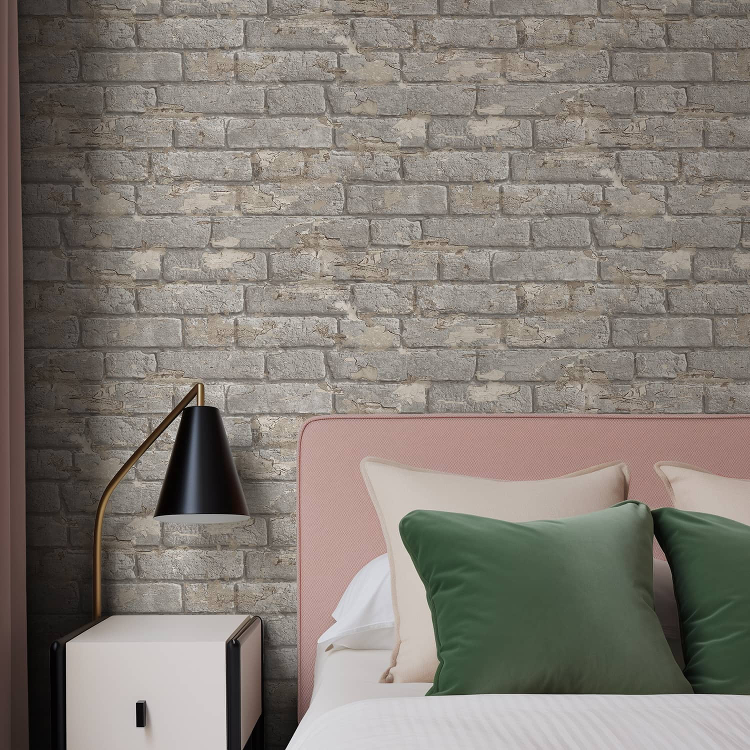 Brick-effect wallpaper for a striking indus look