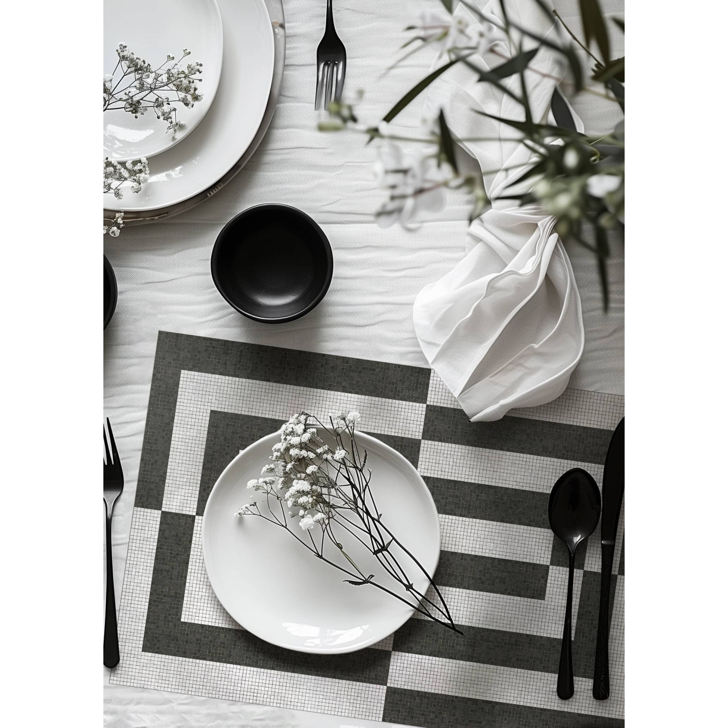 Set de table vinyle Slide noir et blanc