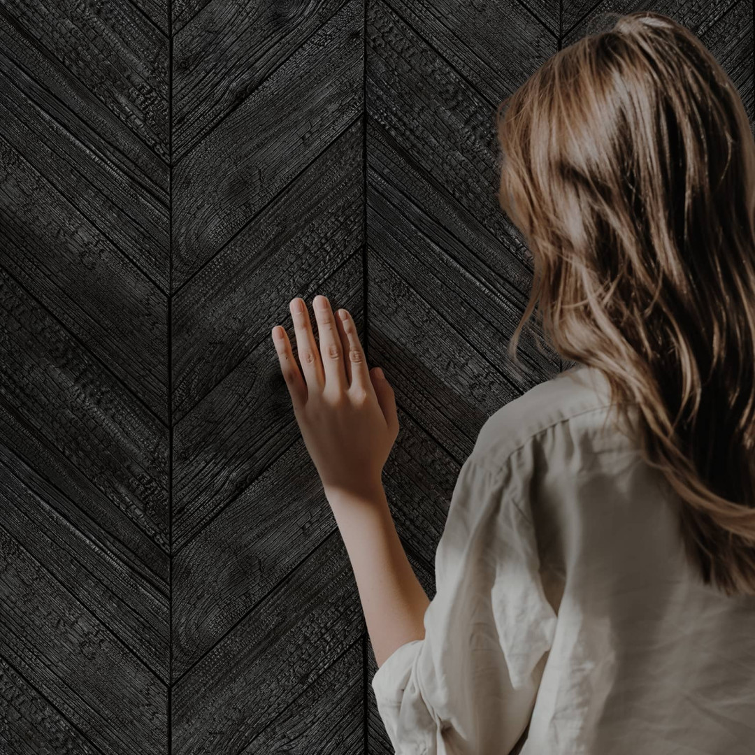 Burnt wood chevron wallpaper