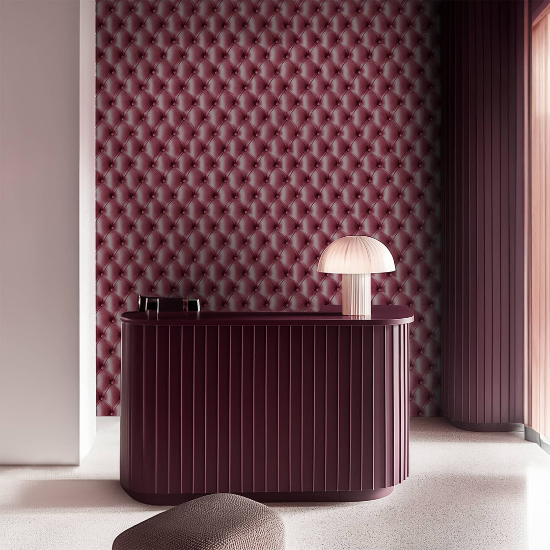 Pink tufted leather wallpaper