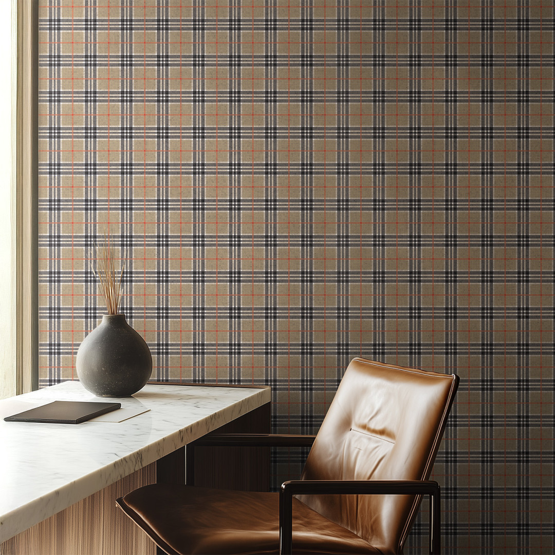 Beige Tartan  mosaic wallpaper