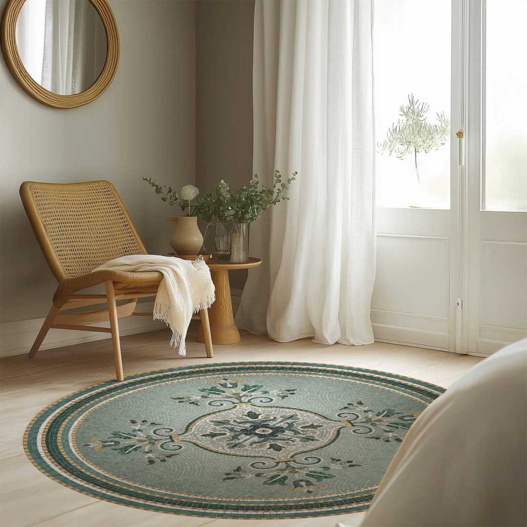 Tapis vinyle rond mosaïque...