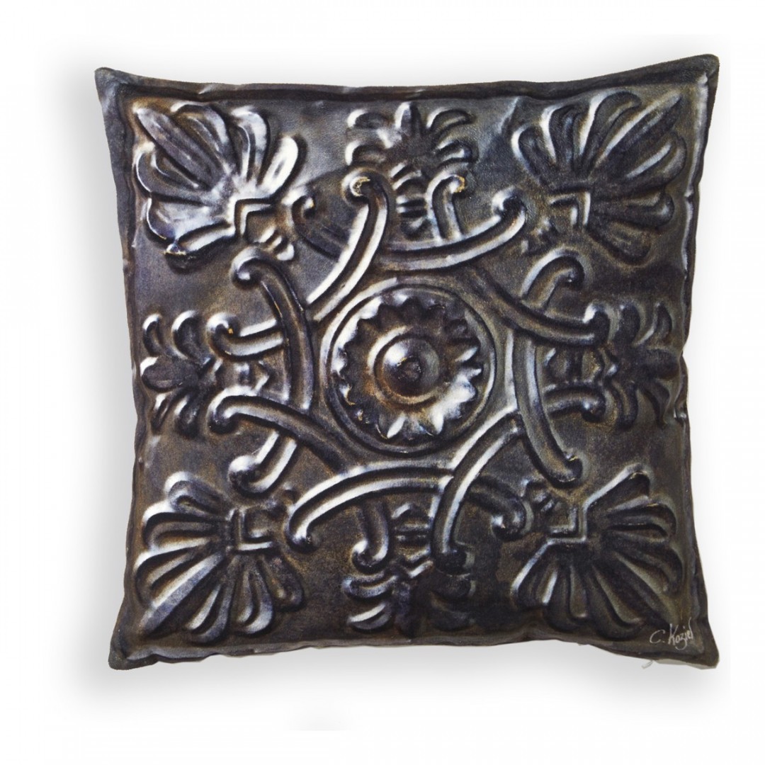 Pickled tin tile cushion (004D)