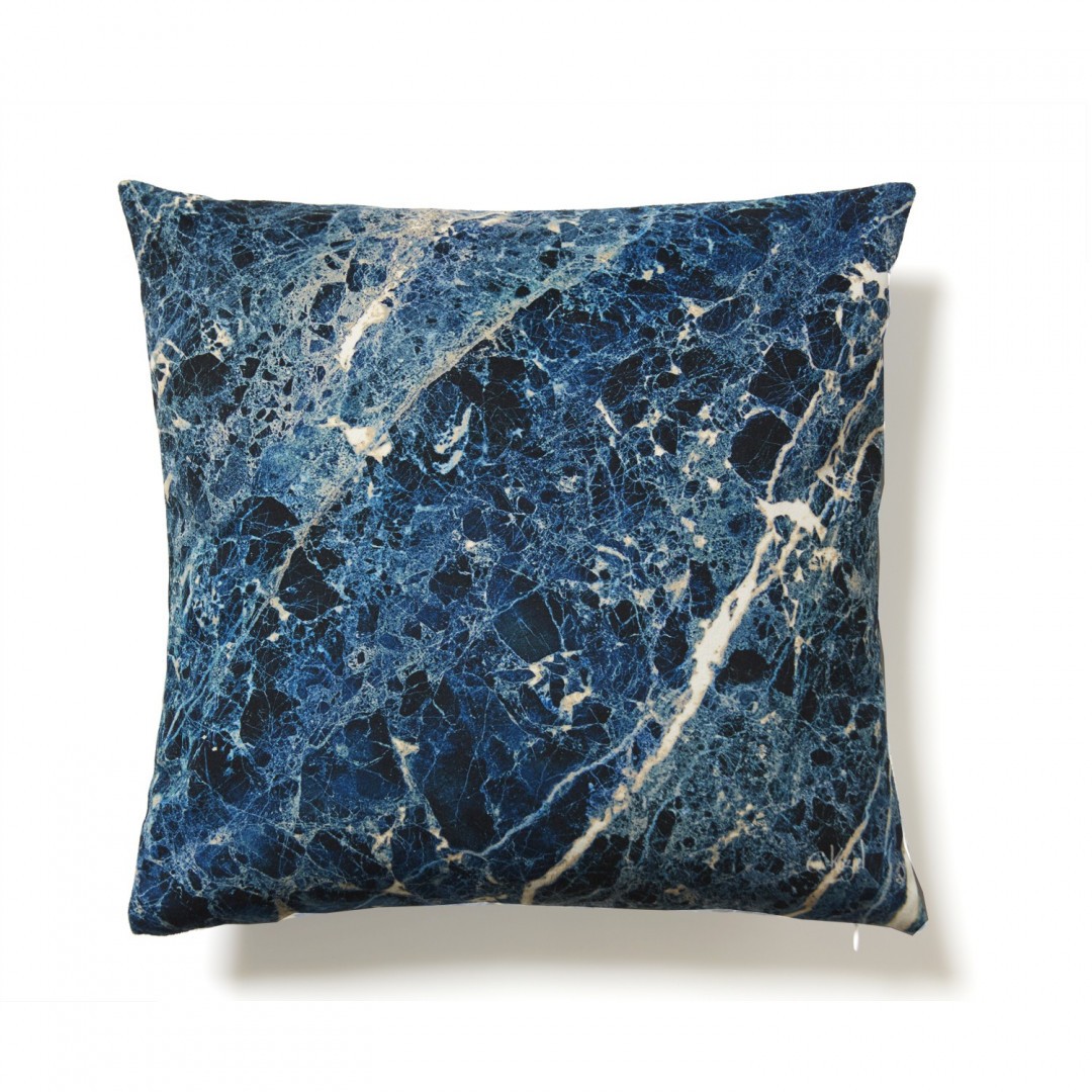 Coussin Marbre Emperador bleu nuit